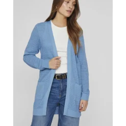 Cardigan manches longues en maille Idalo turquoise Alma