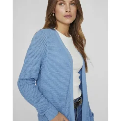 Cardigan manches longues en maille Idalo turquoise Alma
