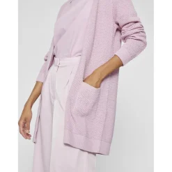 Cardigan manches longues en maille Idalo violet en coton Zola