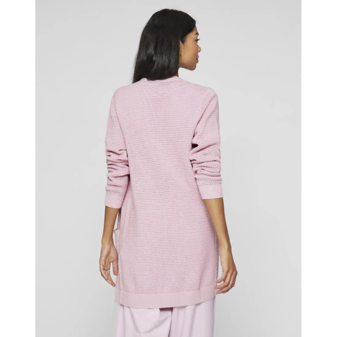 Cardigan manches longues en maille Idalo violet en coton Zola