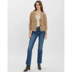 Cardigans en maille Col en V Manches longues beige Adele