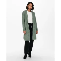 Cardigans en maille Col en V Manches longues Coupe plus longue vert Vale