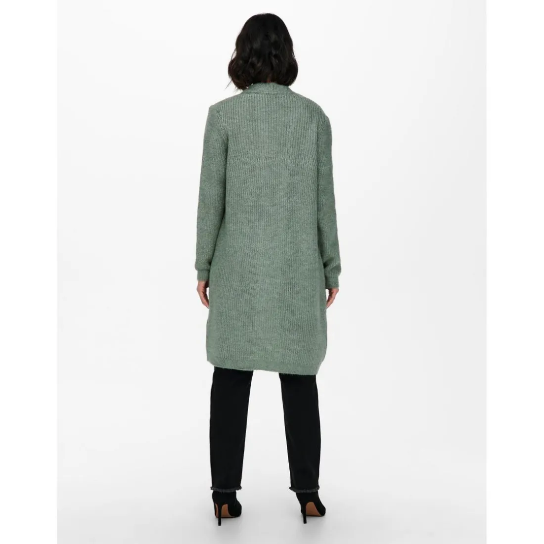 Cardigans en maille Col en V Manches longues Coupe plus longue vert Vale