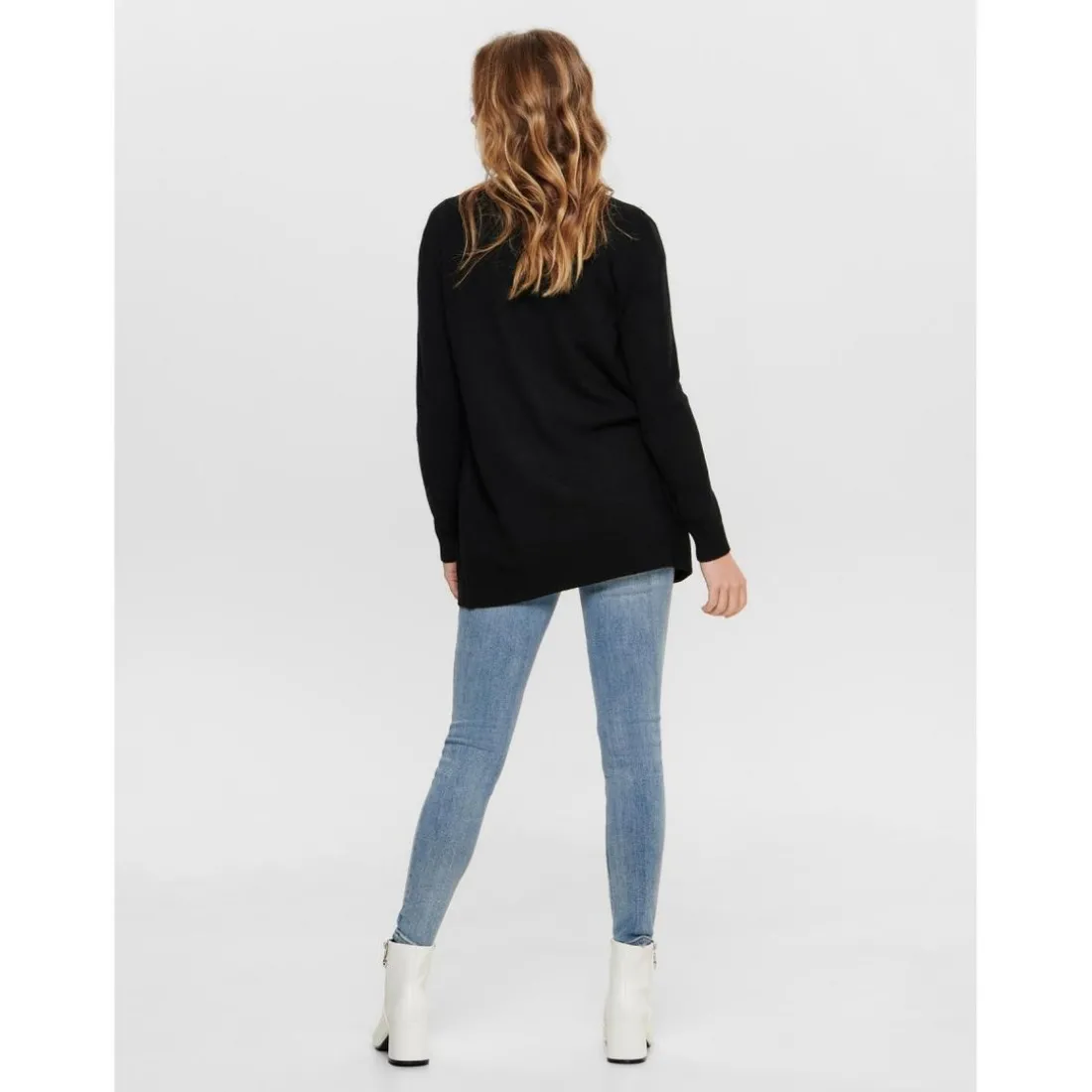 Cardigans en maille Col en V Manches longues Coupe plus longue noir Queen