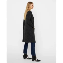 Cardigans en maille Col rond Manches longues Coupe longue noir