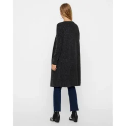 Cardigans en maille Col rond Manches longues Coupe longue noir