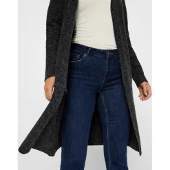 Cardigans en maille Col rond Manches longues Coupe longue noir