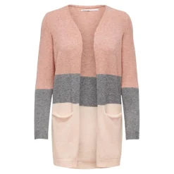 Cardigans en maille Rayures Col en V Manches longues Coupe plus longue rose Elle