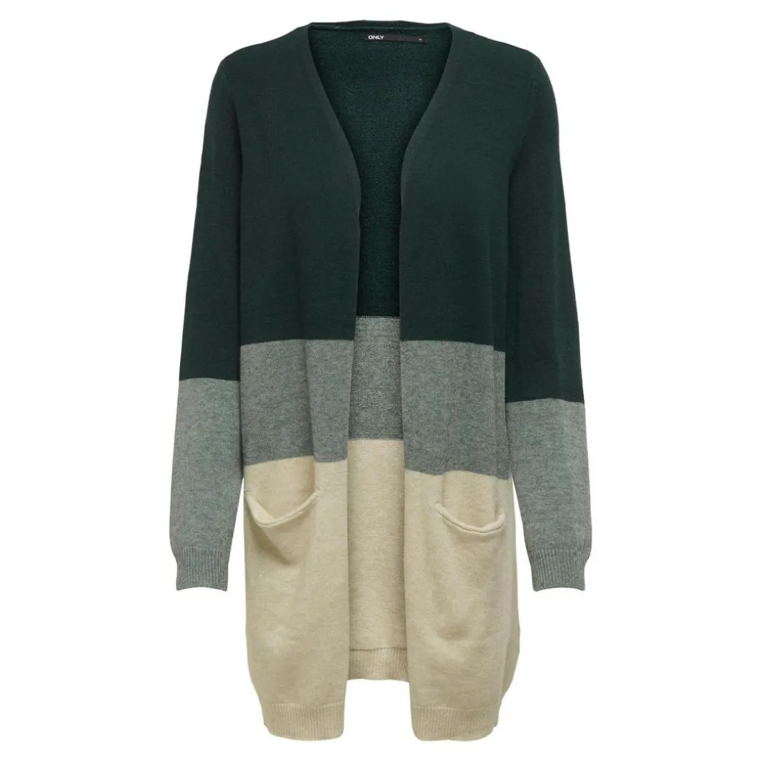 Cardigans en maille Rayures Col en V Manches longues Coupe plus longue vert