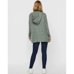Cardigans en maille Sweat à capuche Manches longues Coupe longue vert