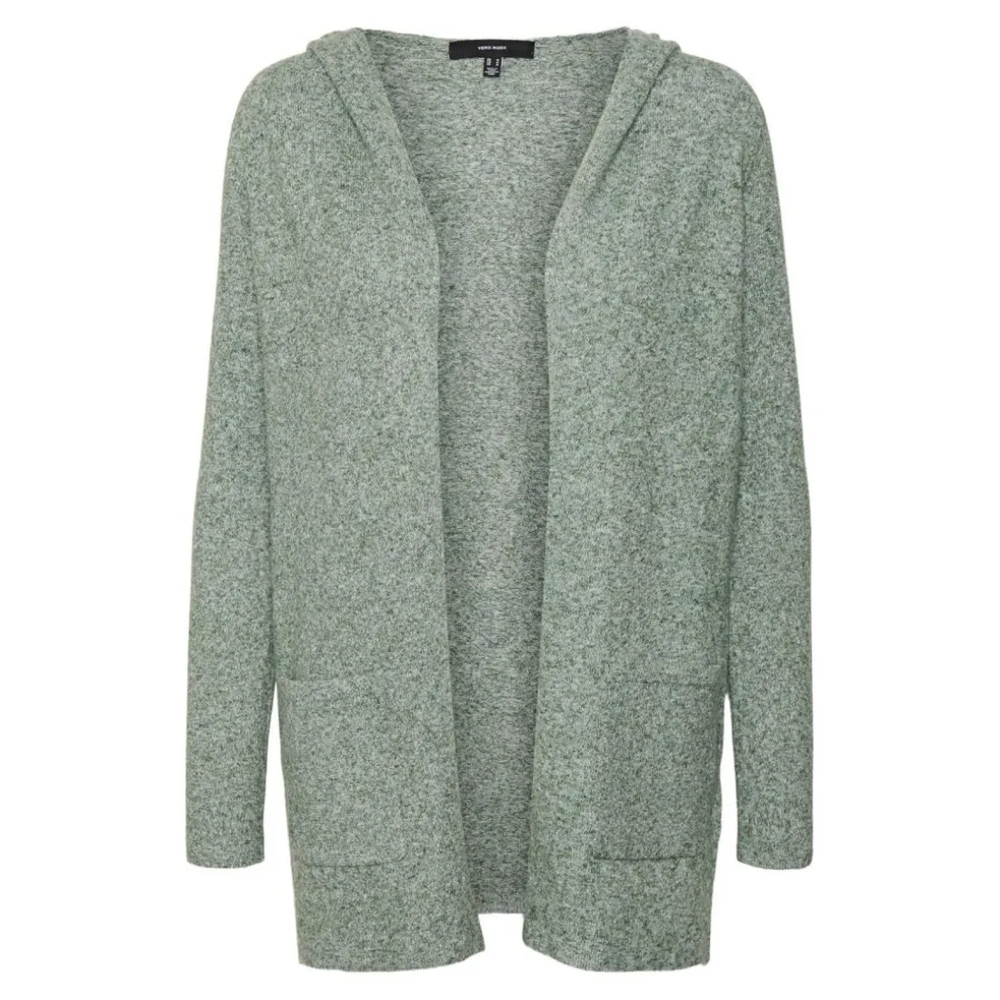 Cardigans en maille Sweat à capuche Manches longues Coupe longue vert
