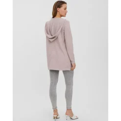 Cardigans en maille Sweat à capuche Manches longues Coupe longue violet