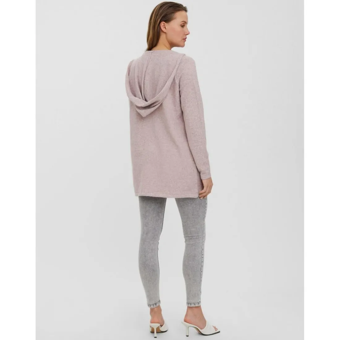 Cardigans en maille Sweat à capuche Manches longues Coupe longue violet
