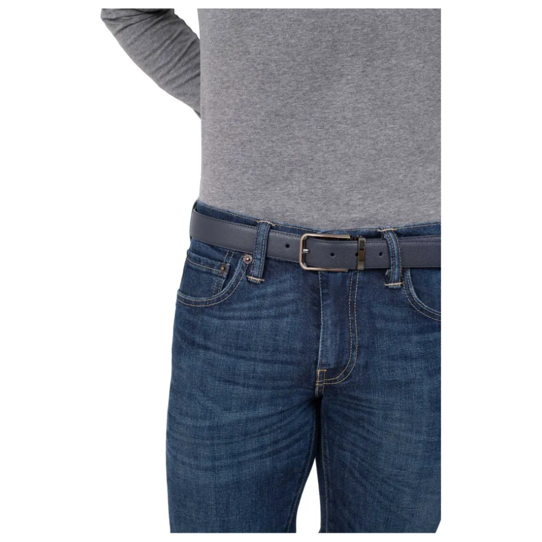 Ceinture ajustable - Croûte de cuir de vachette noir Hal