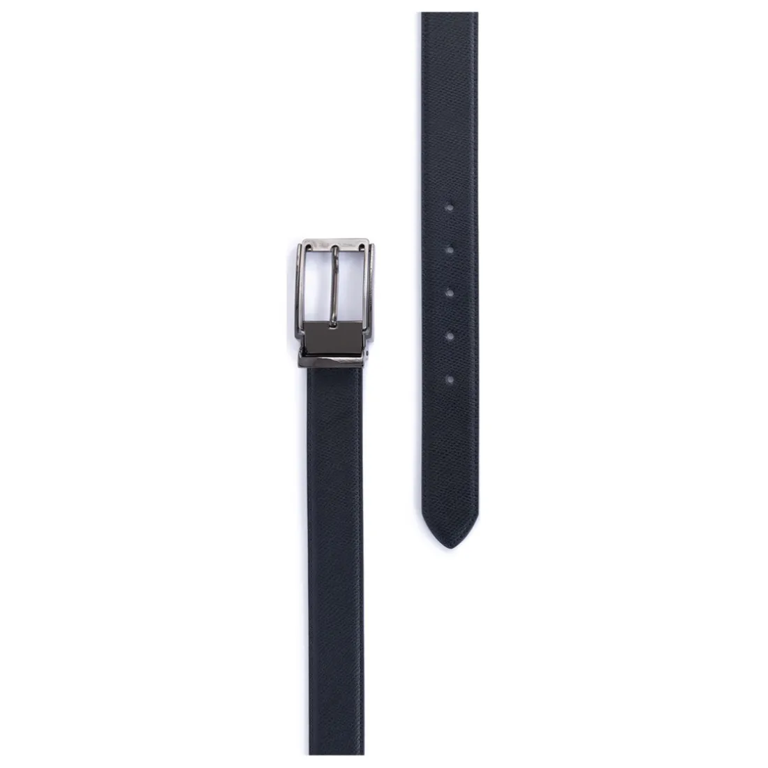 Ceinture ajustable - Croûte de cuir de vachette noir Matt
