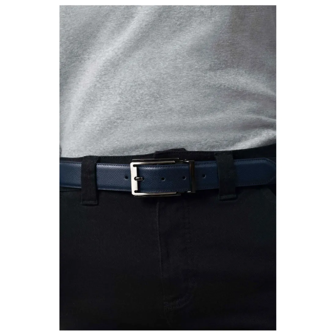 Ceinture ajustable - Cuir de vachette noir Liam