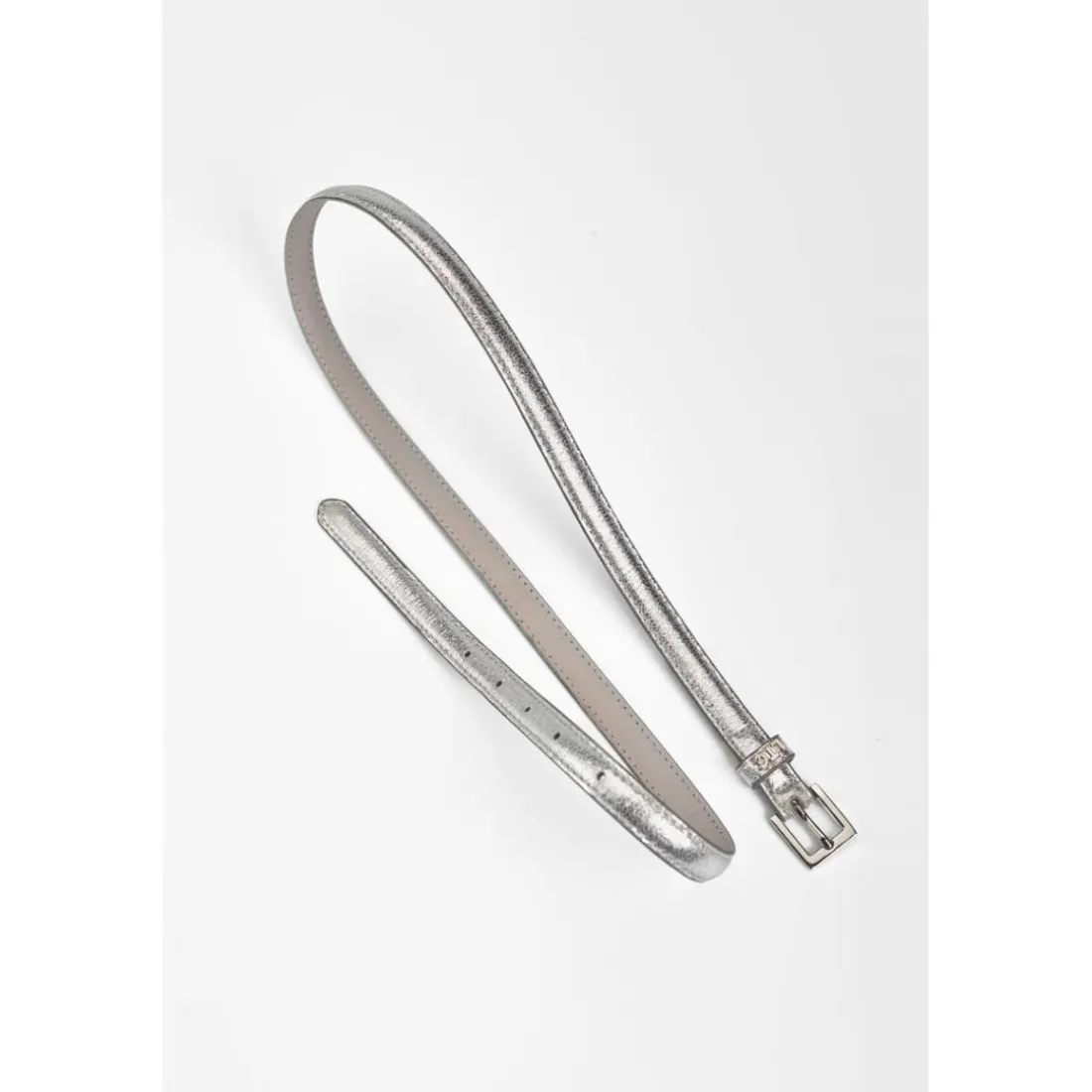 Ceinture fine en cuir STYLO argent Bella