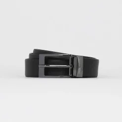 Ceinture homme en cuir noir/marron