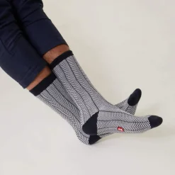 Chaussettes chevron marine en coton