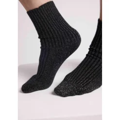 Chaussettes unisexe DORINE en cachemire noir lurex