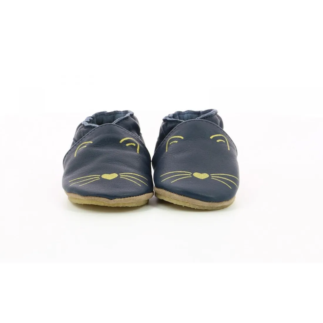 Chausson Bebe Mixte en cuir bleu marine