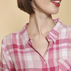 Chemise à carreaux manches longues femme - Carreaux Rose