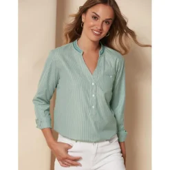 Chemise à col mao avec détails brodés