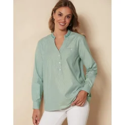 Chemise à col mao avec détails brodés