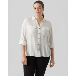 Chemise à manches avec revers - Blanc en viscose