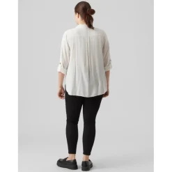 Chemise à manches avec revers - Blanc en viscose