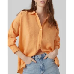 Chemise à manches classiques - Orange en coton modal