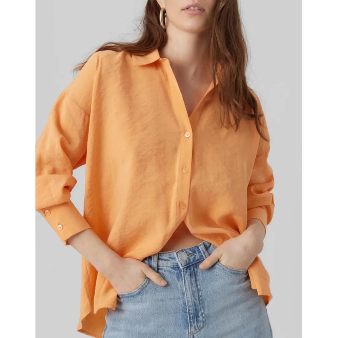 Chemise à manches classiques - Orange en coton modal