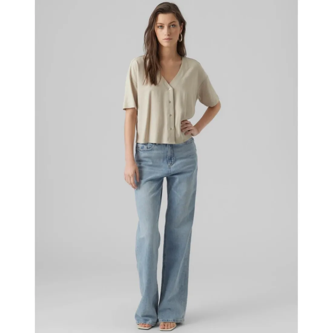 Chemise à manches larges - Grise en viscose