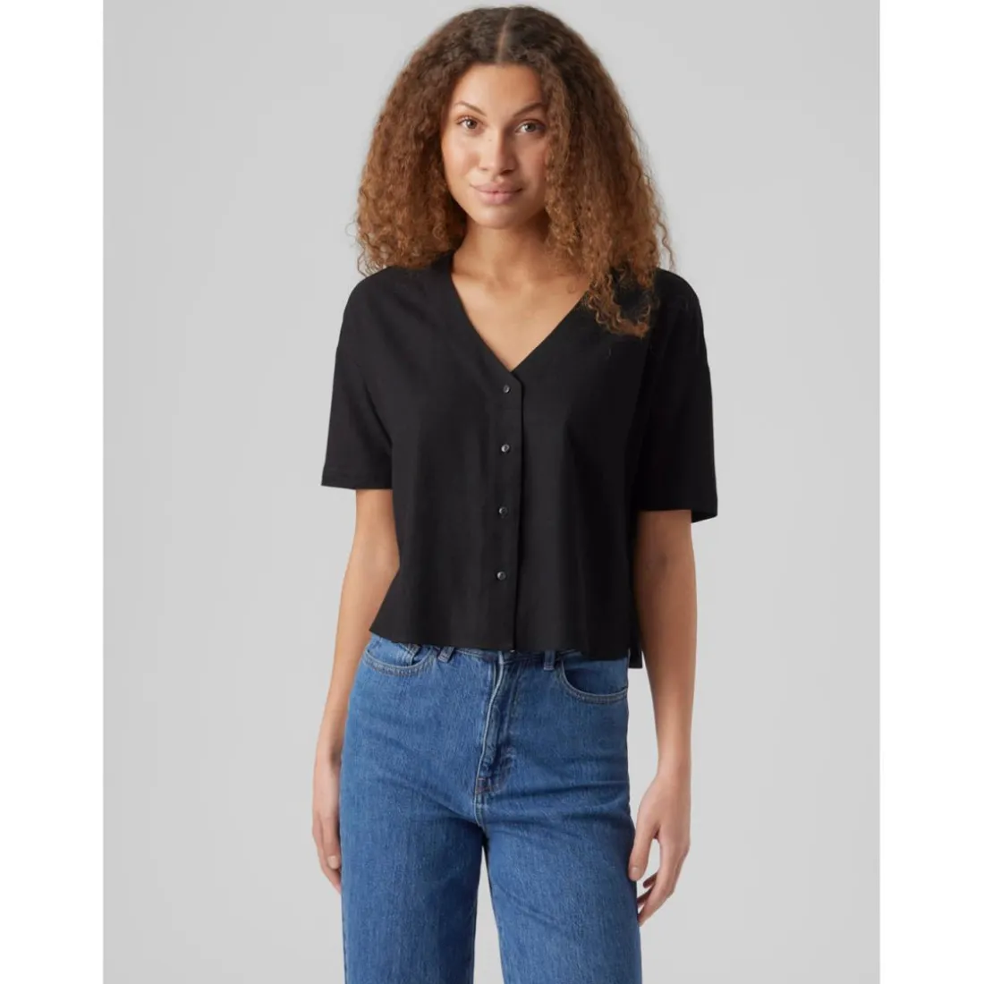 Chemise à manches larges - Noire en viscose