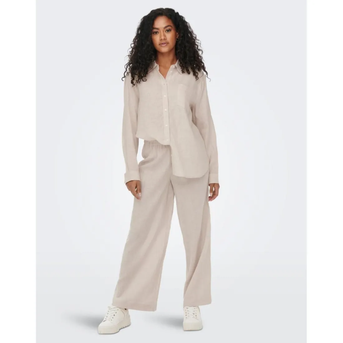 Chemise beige en lin