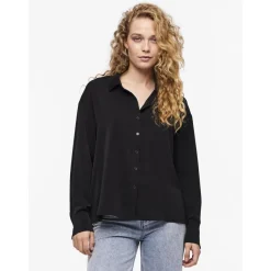 Chemise col boutonné manches longues noir