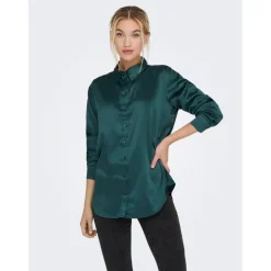 Chemise Col chemise Manches longues Coupe plus longue vert