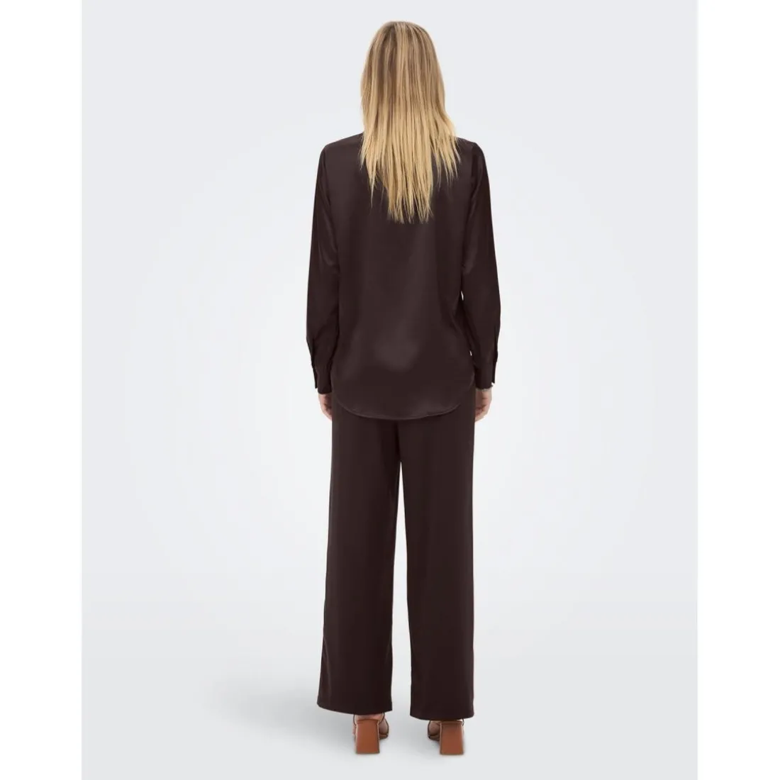 Chemise Col chemise Manches longues Coupe plus longue noir marron