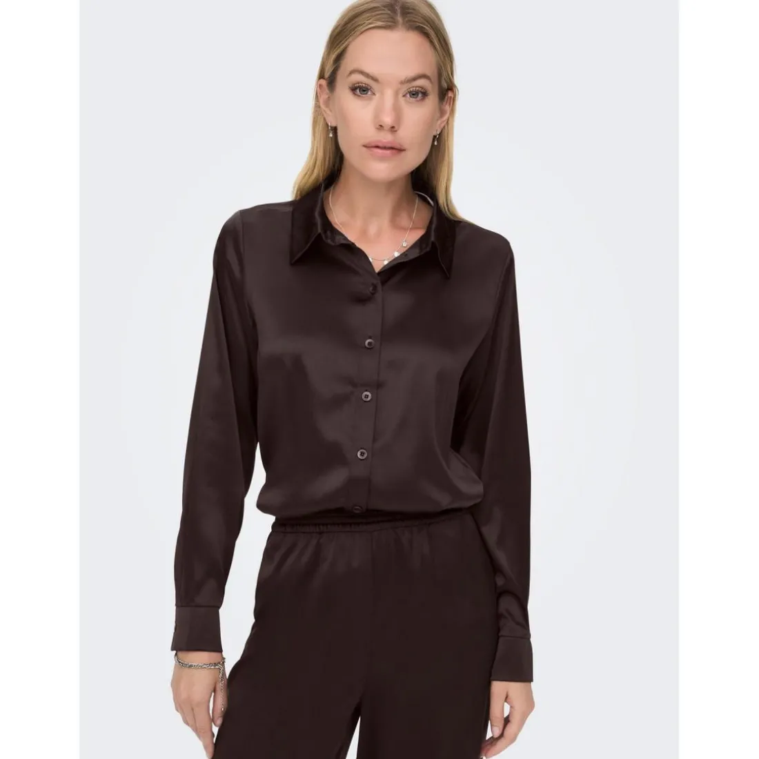 Chemise Col chemise Manches longues Coupe plus longue noir marron