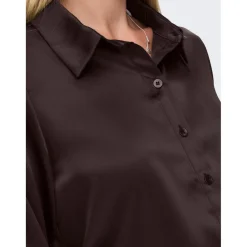Chemise Col chemise Manches longues Coupe plus longue noir marron