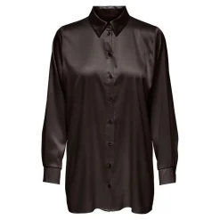 Chemise Col chemise Manches longues Coupe plus longue noir marron