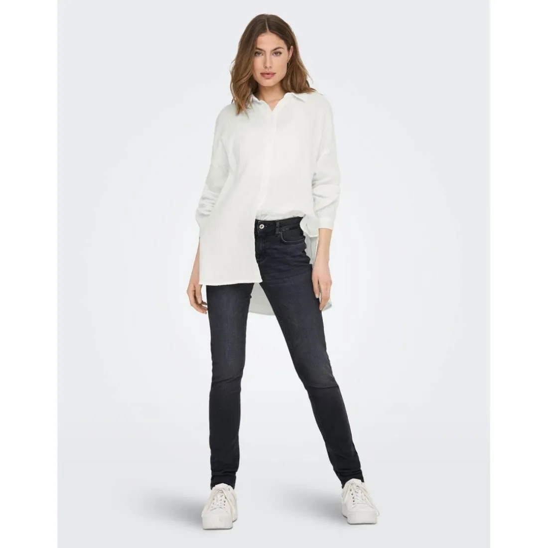 Chemise Col chemise Manches longues blanc