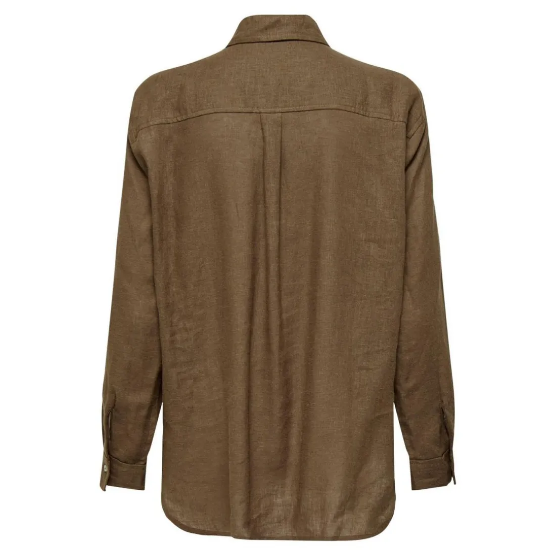 Chemise Col chemise Manches longues marron en lin