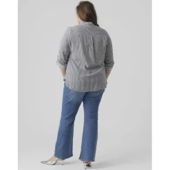 Chemise col chemise manches avec revers manches longues blanc en viscose Hope