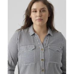 Chemise col chemise manches avec revers manches longues blanc en viscose Hope