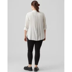 Chemise col chemise manches avec revers manches longues blanc en viscose Xena