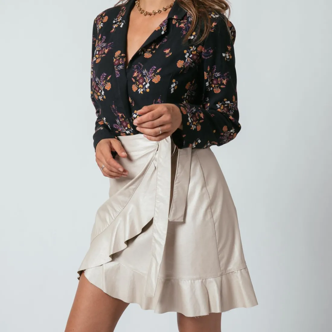Chemise col tailleur fleurie Ipa en viscose