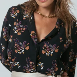 Chemise col tailleur fleurie Ipa en viscose