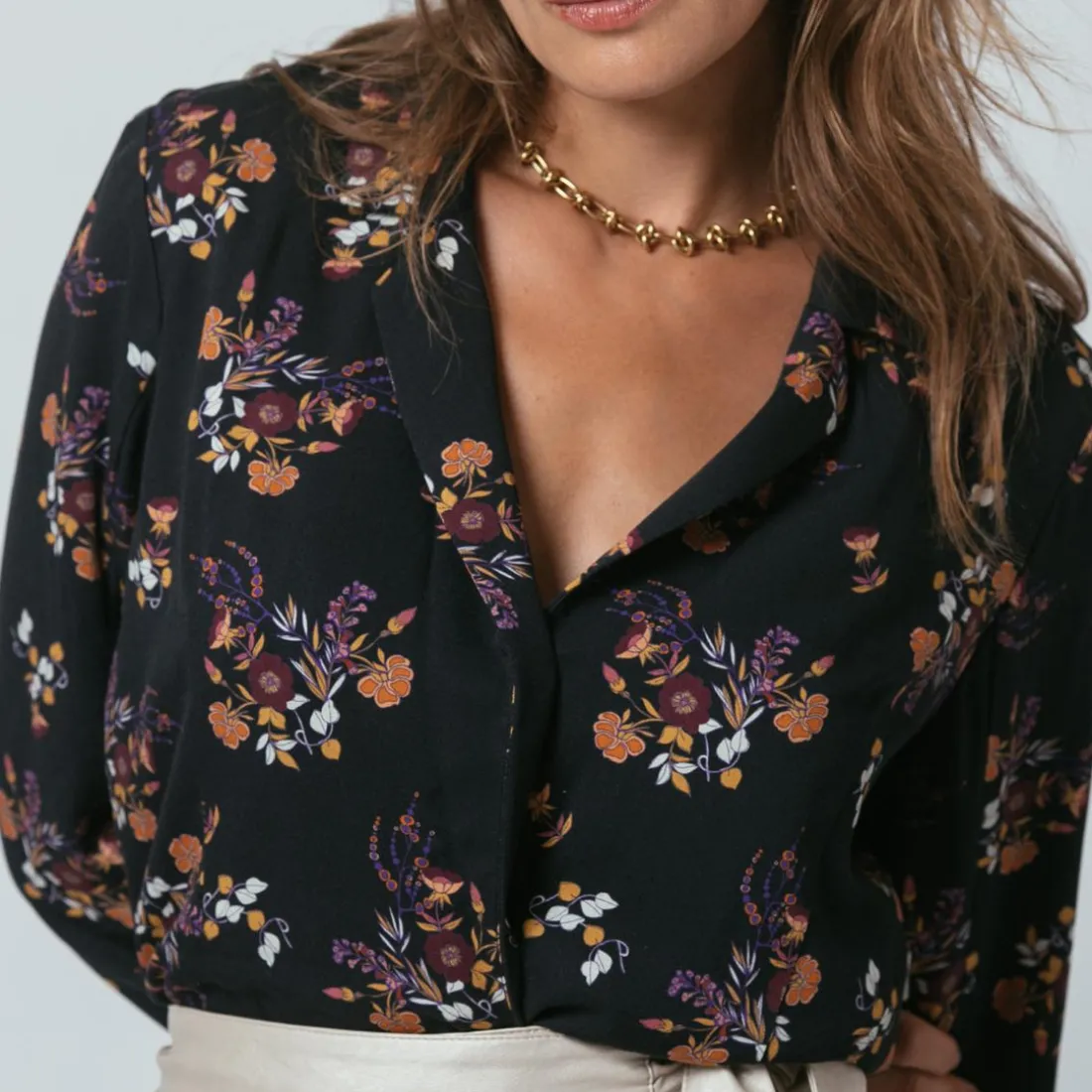 Chemise col tailleur fleurie Ipa en viscose