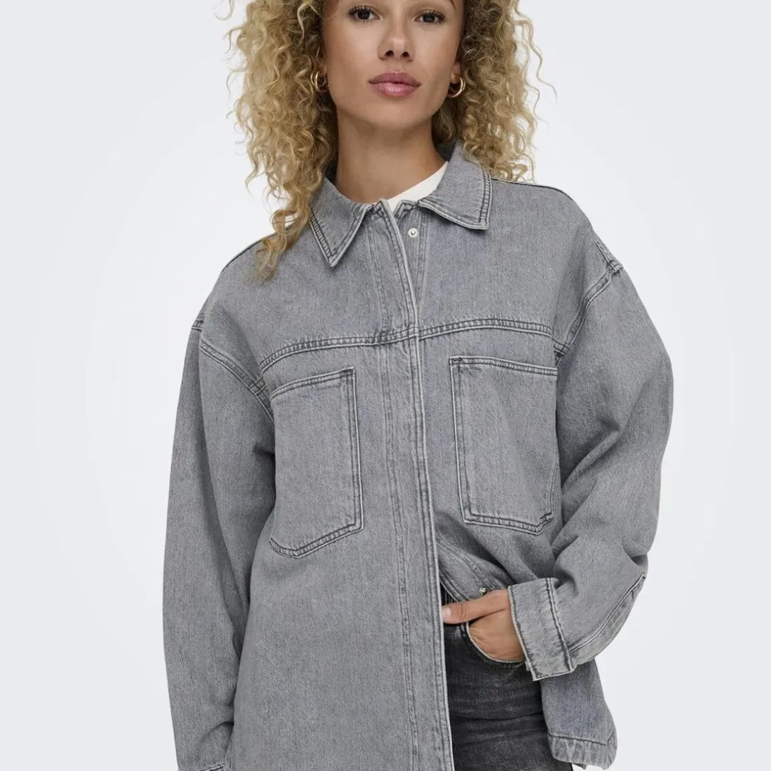 Chemise denim Emmie gris en coton Kara